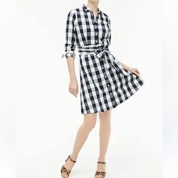 J. Crew Dresses & Skirts - J.Crew Factory tie-waist poplin shirt dress in gingham